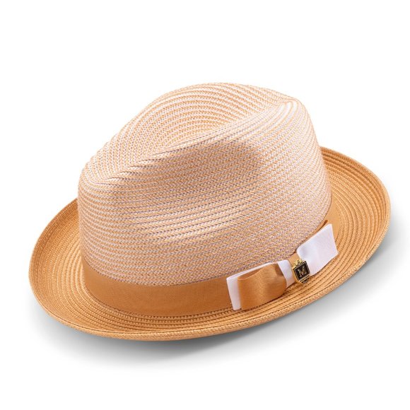 Men'sGOLD Braided Two Tone Stingy Brim Pinch FedoraH-68